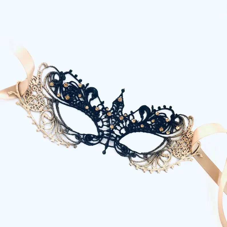 Ana Lace Mask - Black/Gold - Image 3