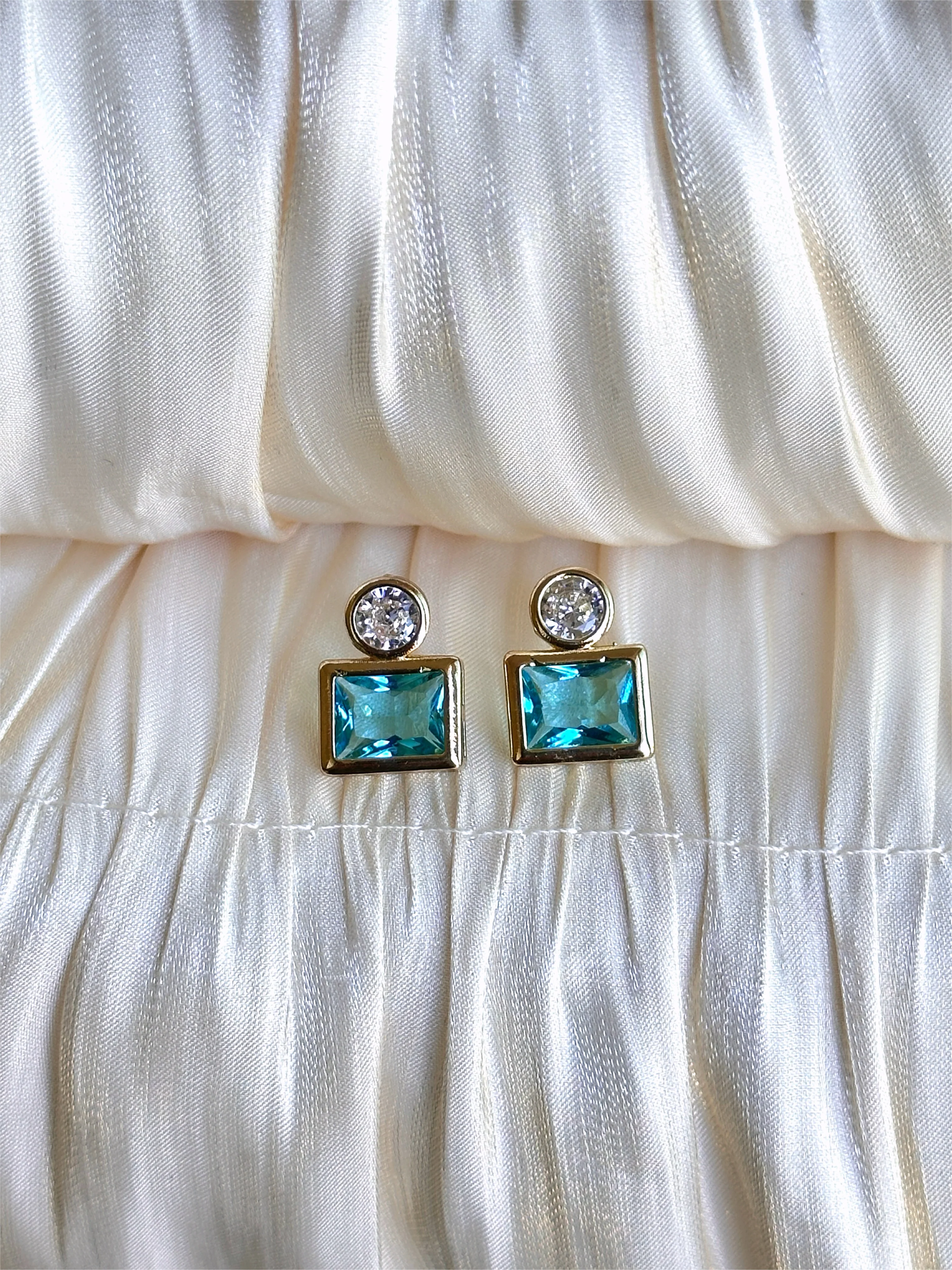 Aqua Lumen Duo Stud Earrings - Image 3