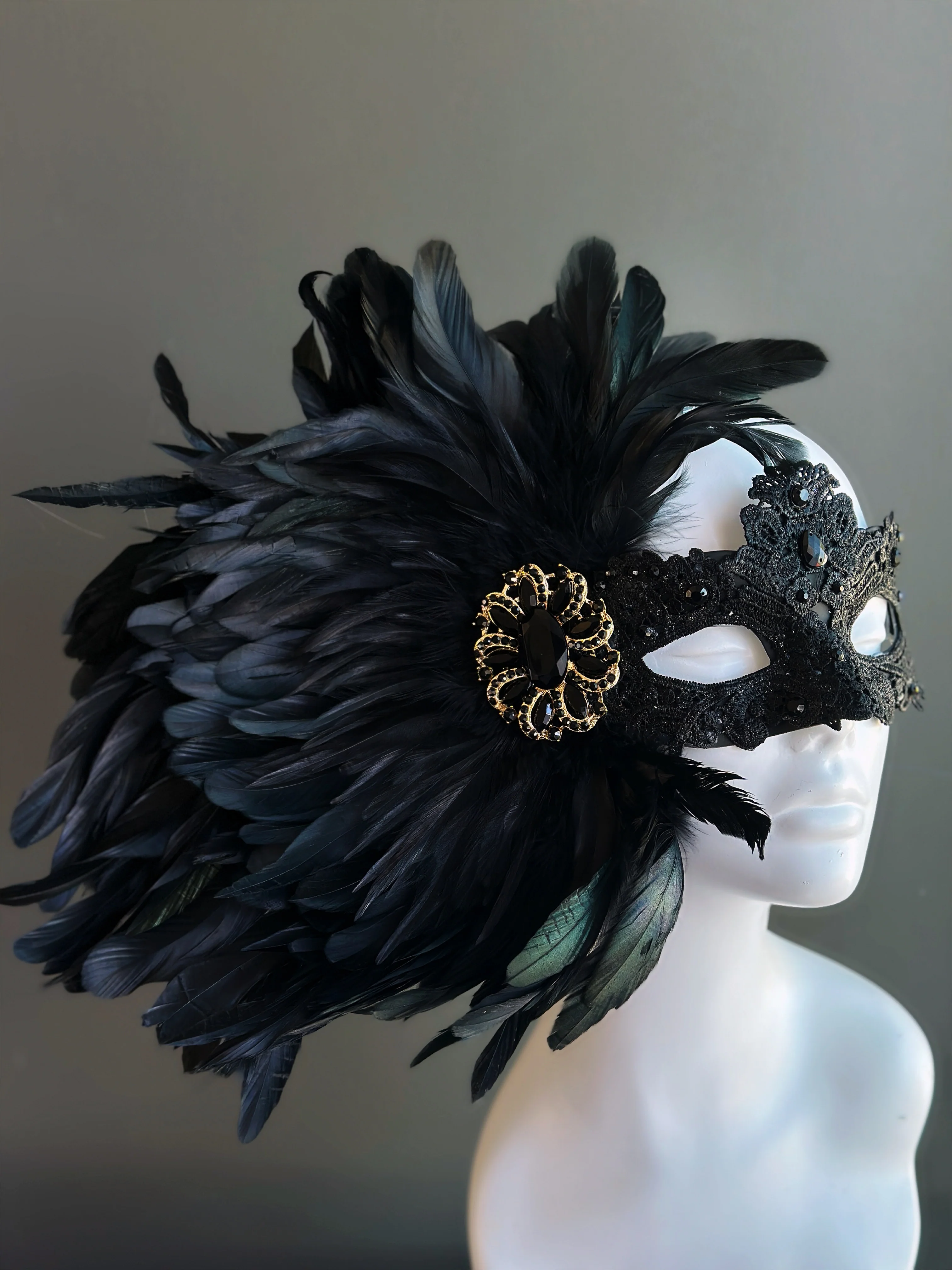 Lux Feather Mask - Black Night - Image 3