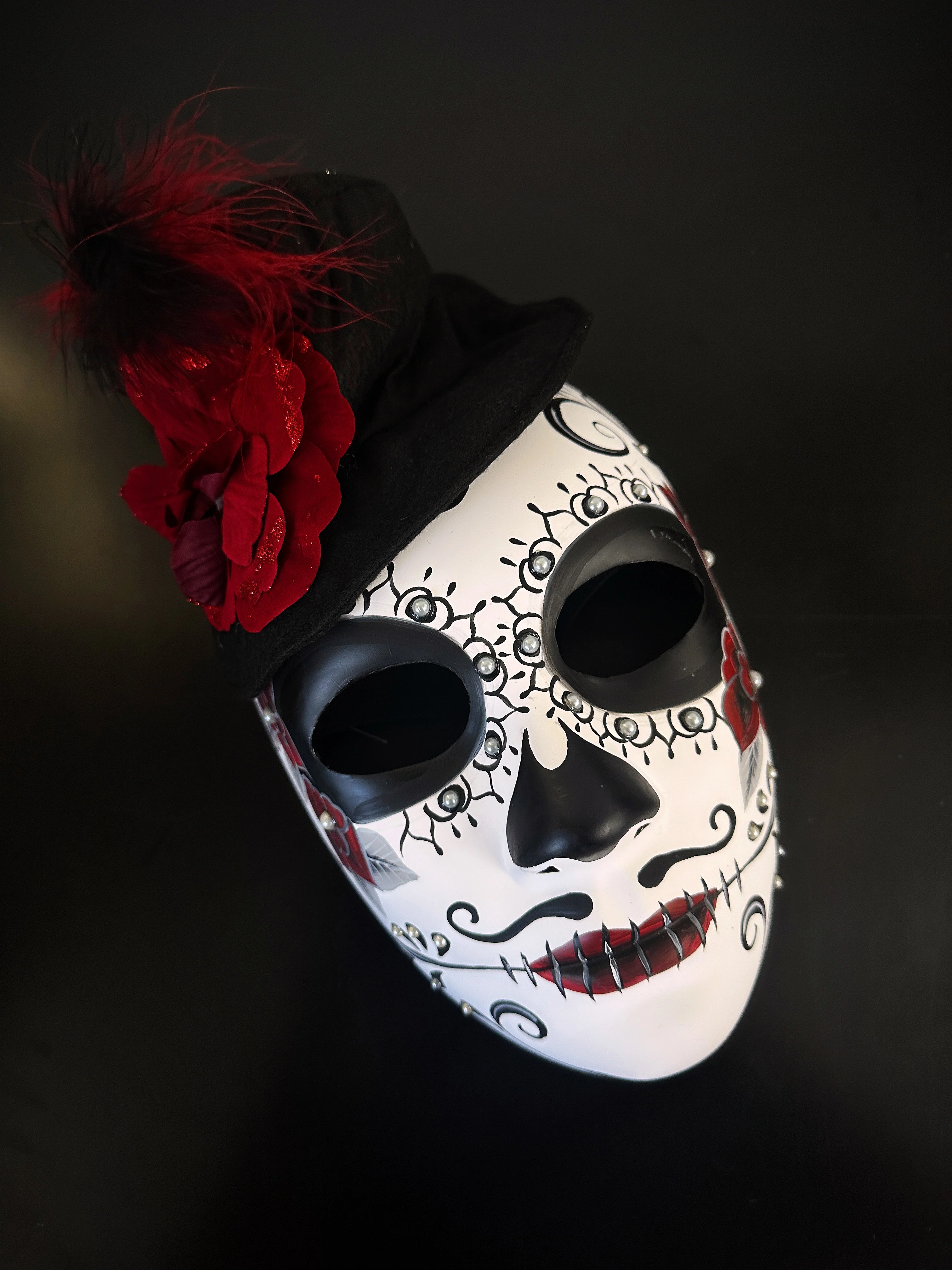 Red Flower Masks - Black/White - Image 2