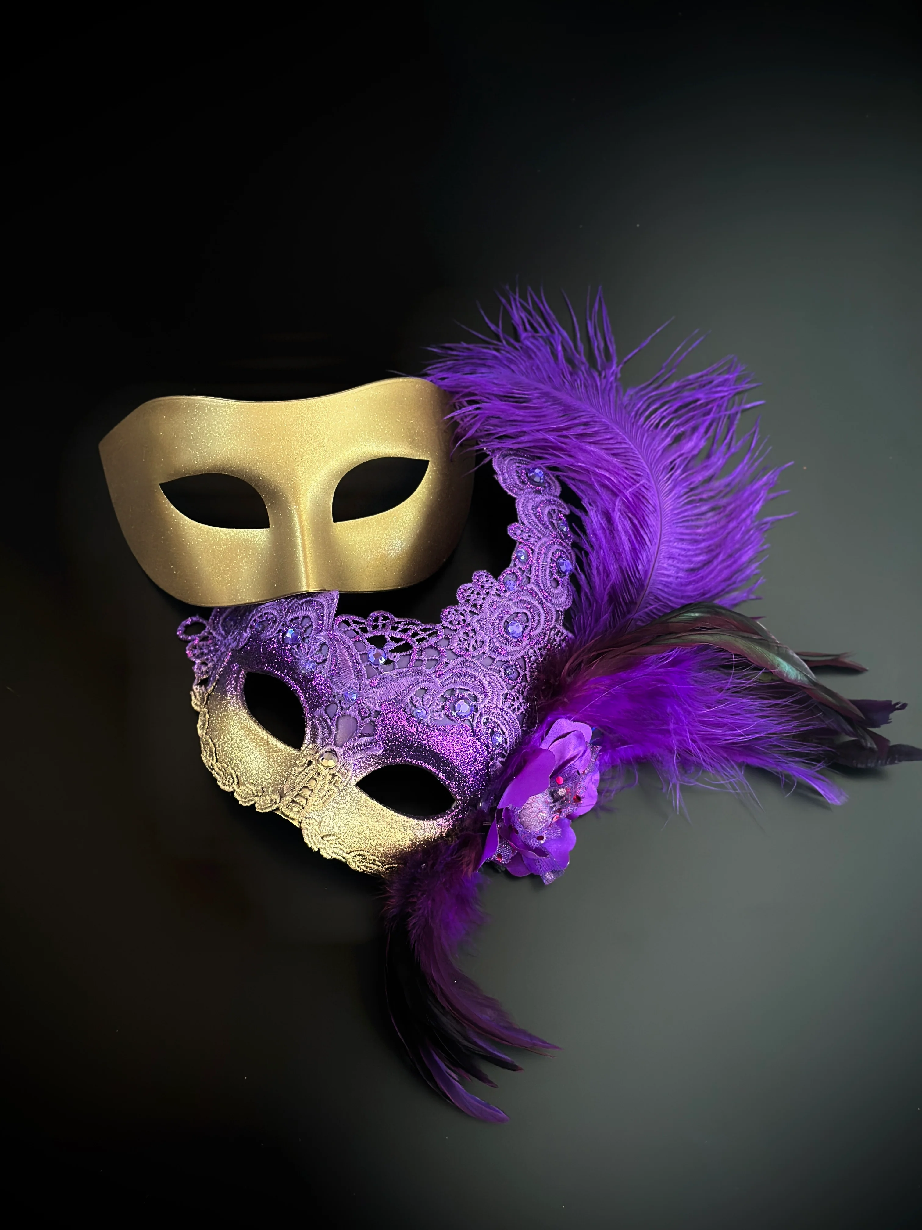 Venetian Brocade Masks - Purple Gold - Image 3