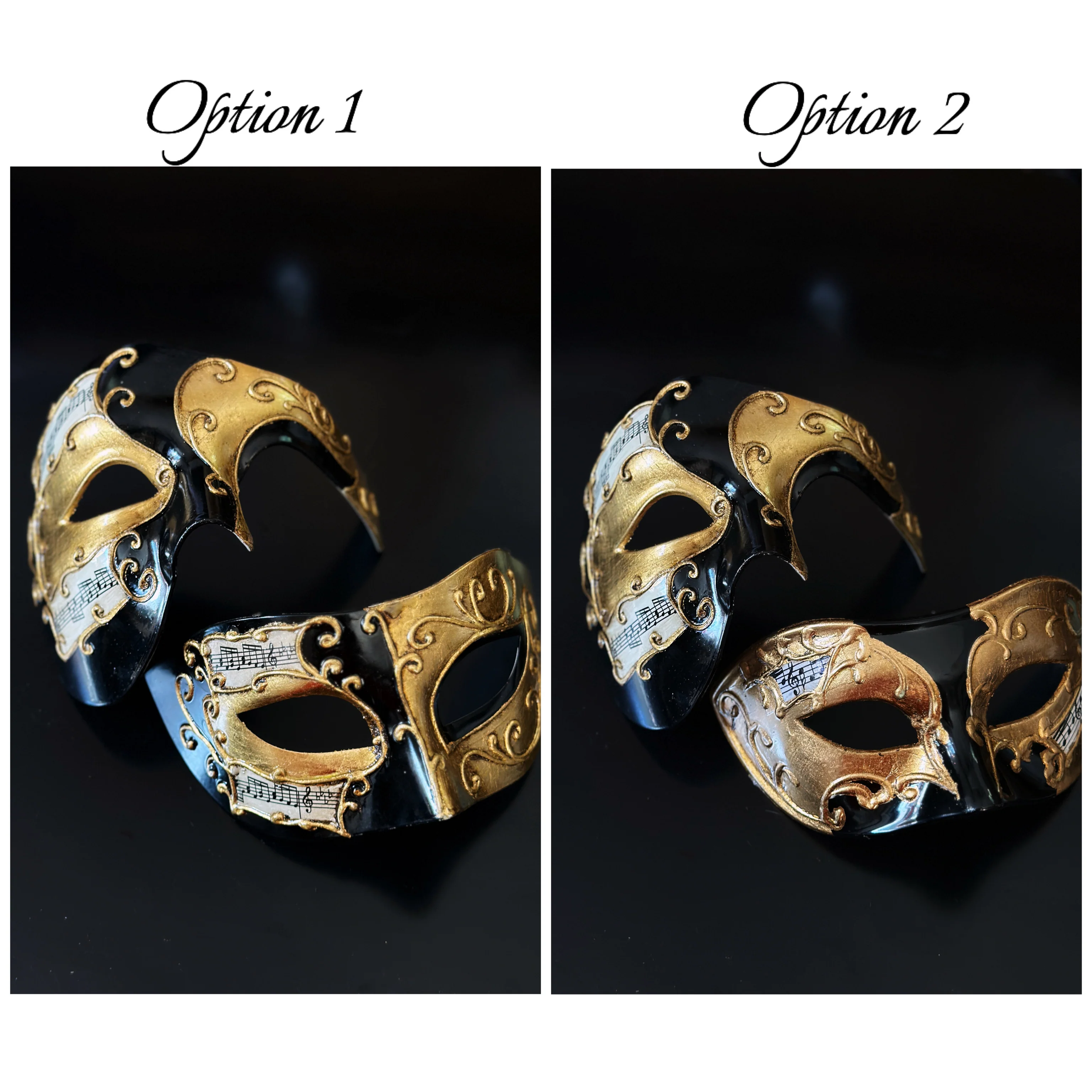 Venetian Harlequin Masks - Gold/Black - Image 3
