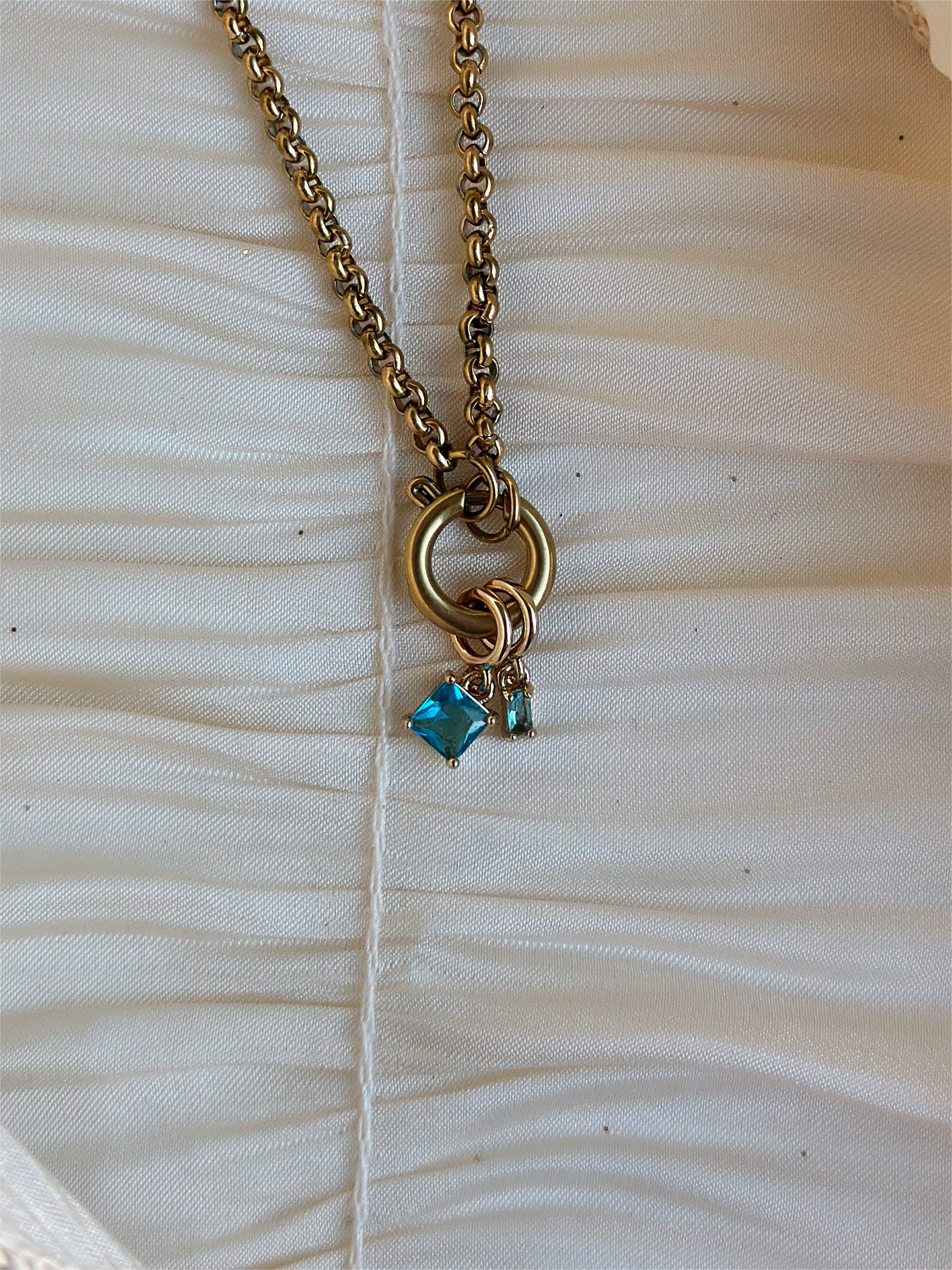 Elara Dual Charm - Necklace (Aqua) - Image 4