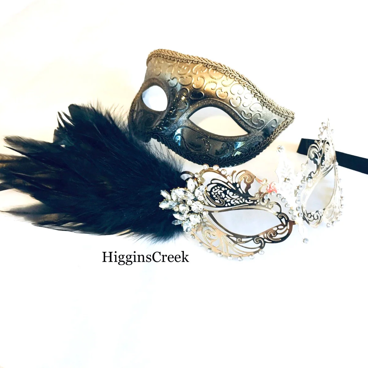 Father Daughter Dance Masks - Black Feathers - Image 3