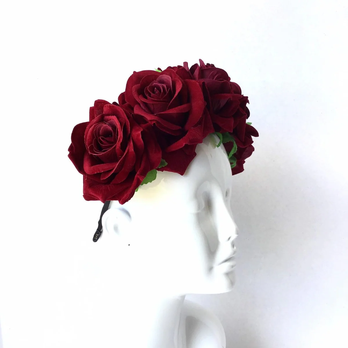 Scarlet Rose Floral Crown - Wine Red/True Red - Image 2