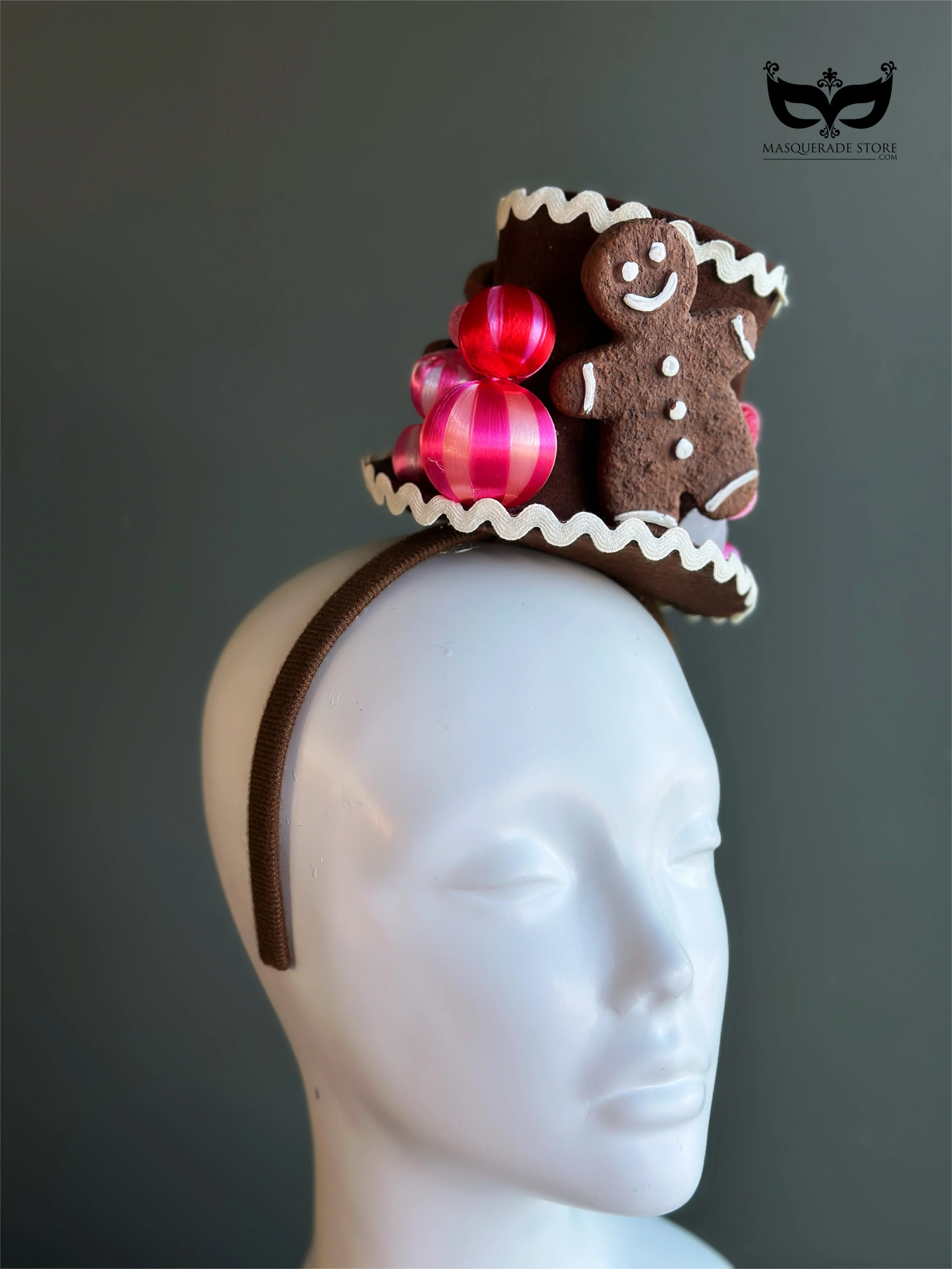 Christmas Gingerbread Cookie Mini Top Hat Fascinator - Image 3