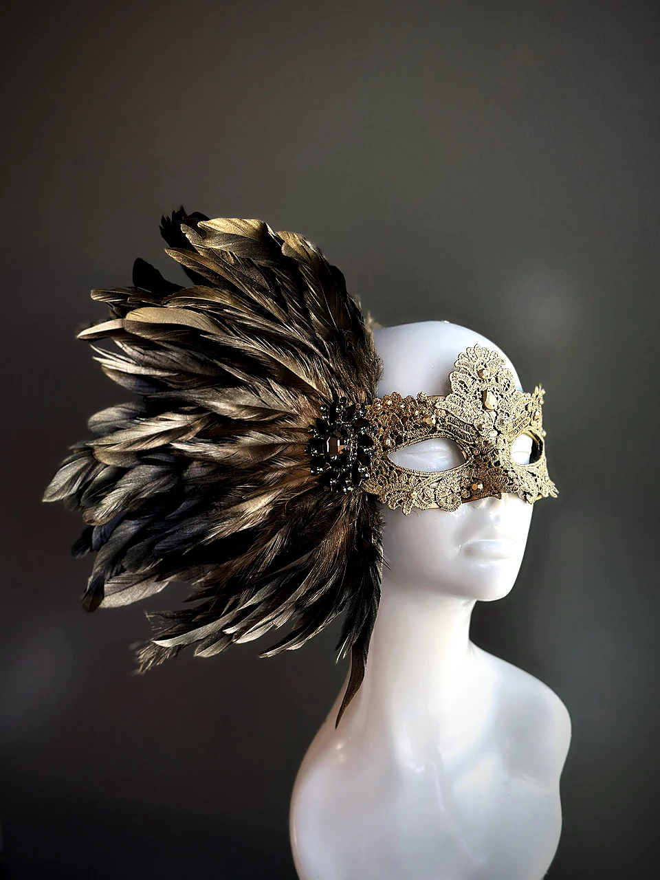 Lux Feather Mask - Gilded Plumes - Image 2