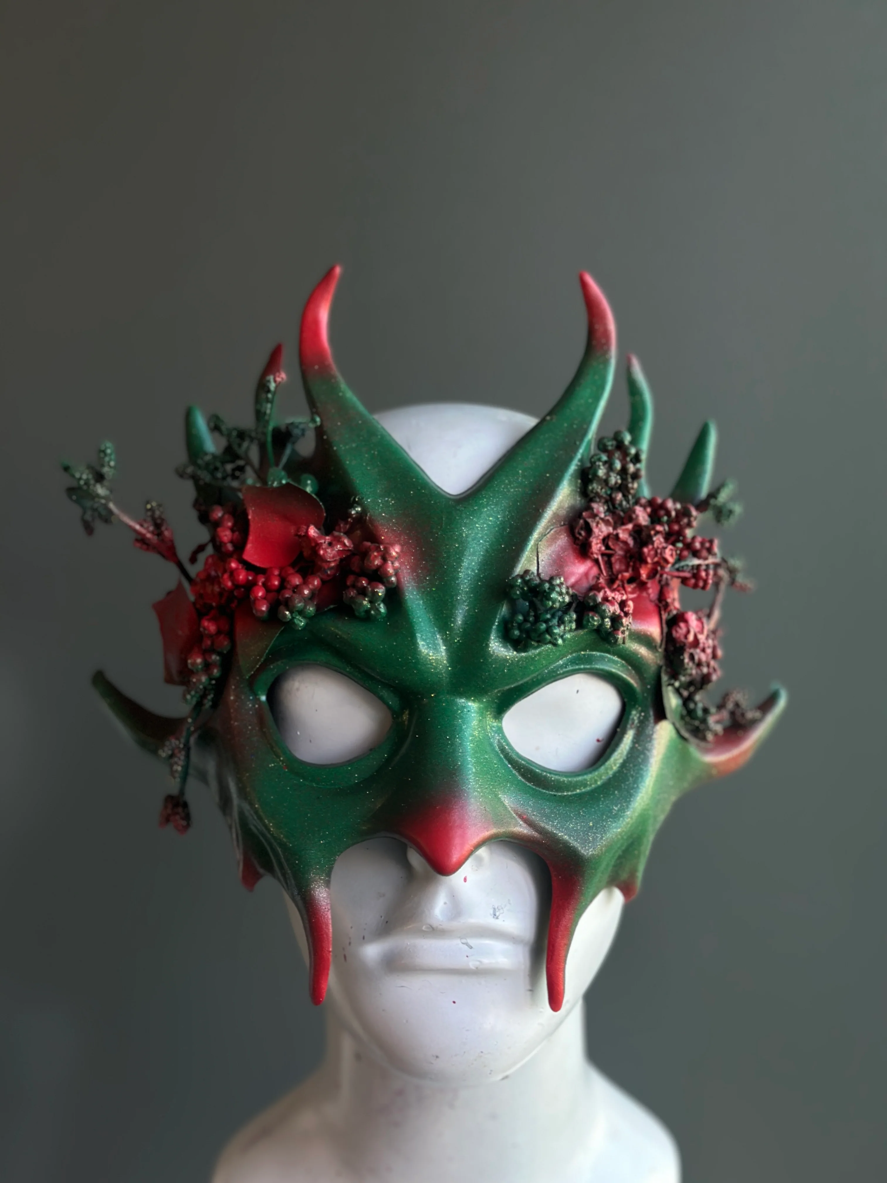 Holiday Forest Mask - Green & Red - Image 2