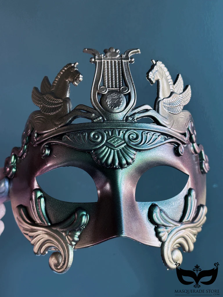 Horse Gladiator Mask - Green Metallic - Image 2