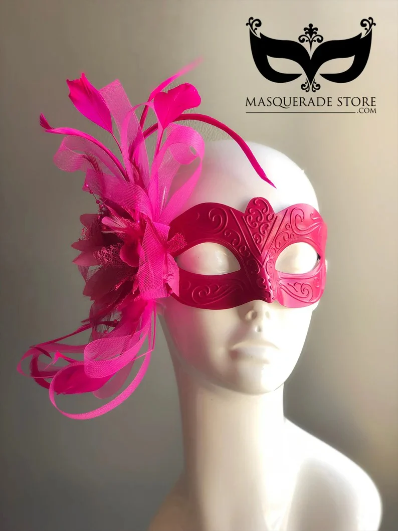 The Muse Feather Mask - Hot Pink - Image 2