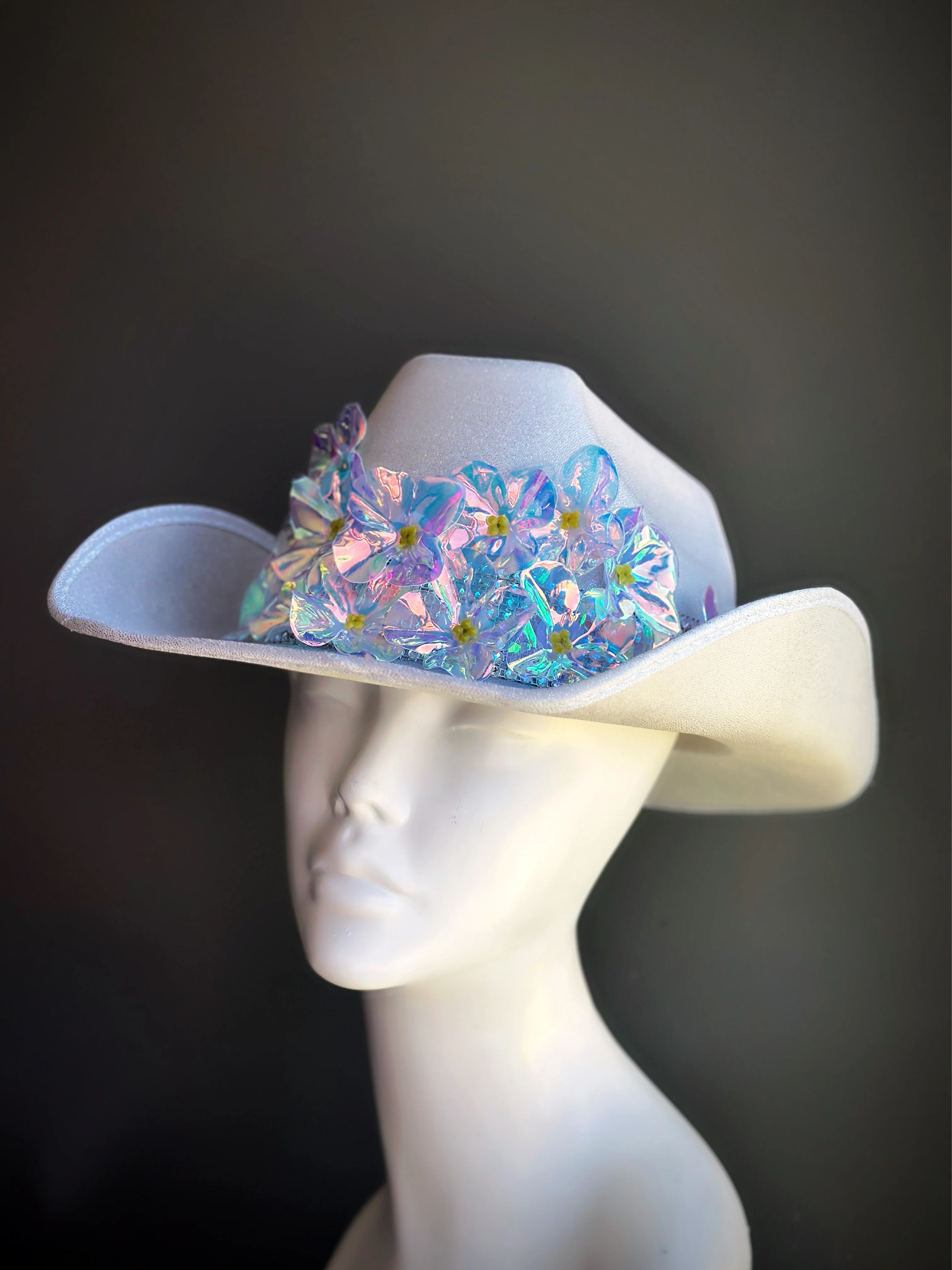Flower Cowboy Hat - Silver - Image 5