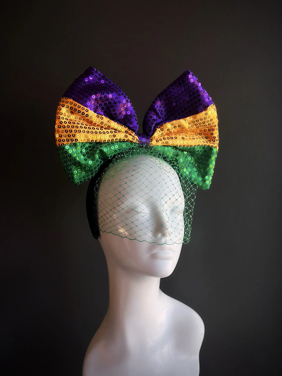 Mardi Gras Sequin Bow Headpiece