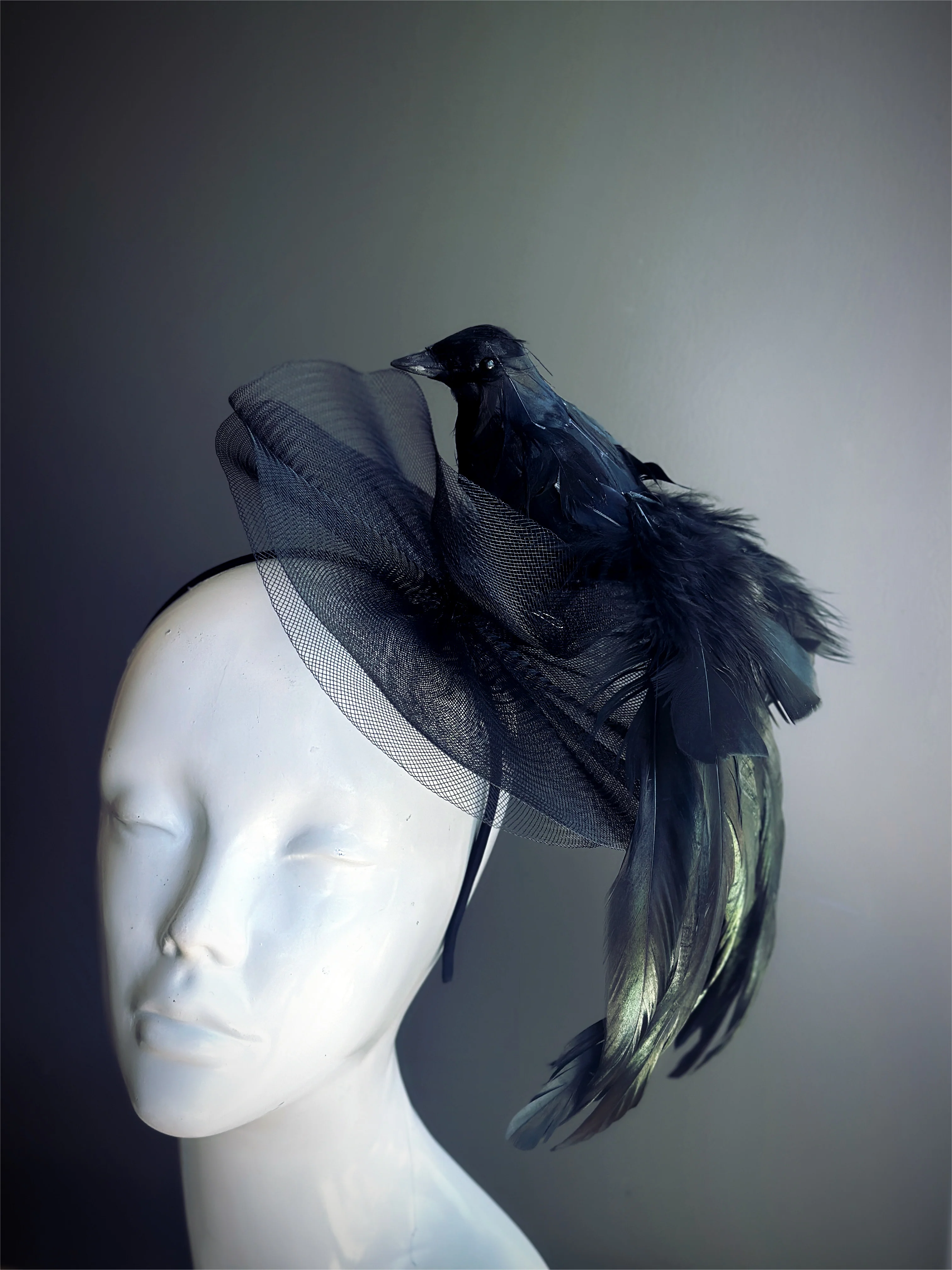 Raven Fascinator - Black - Image 2