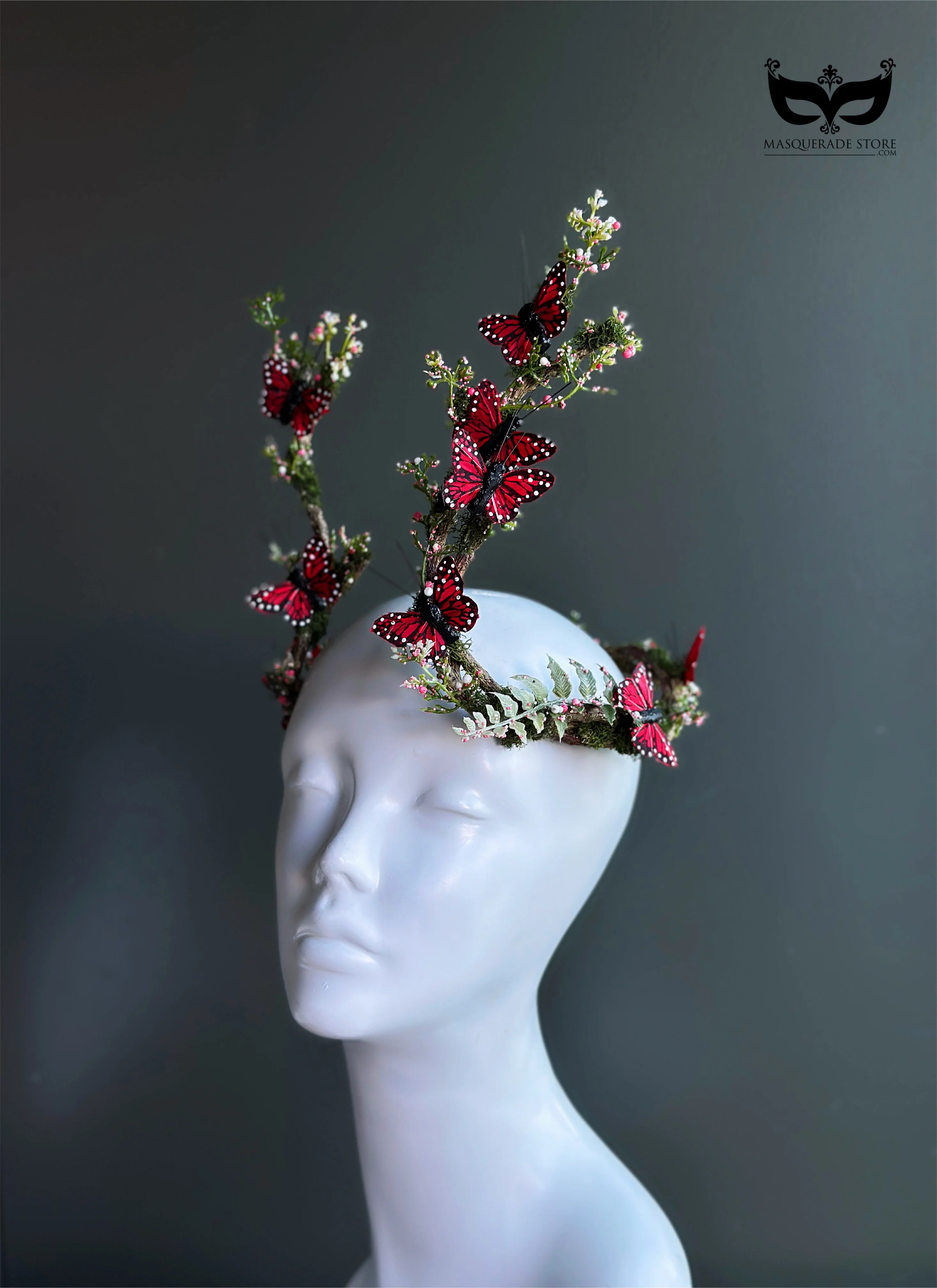 Flutterwood Fae - Red Butterfly Headdress - Image 3
