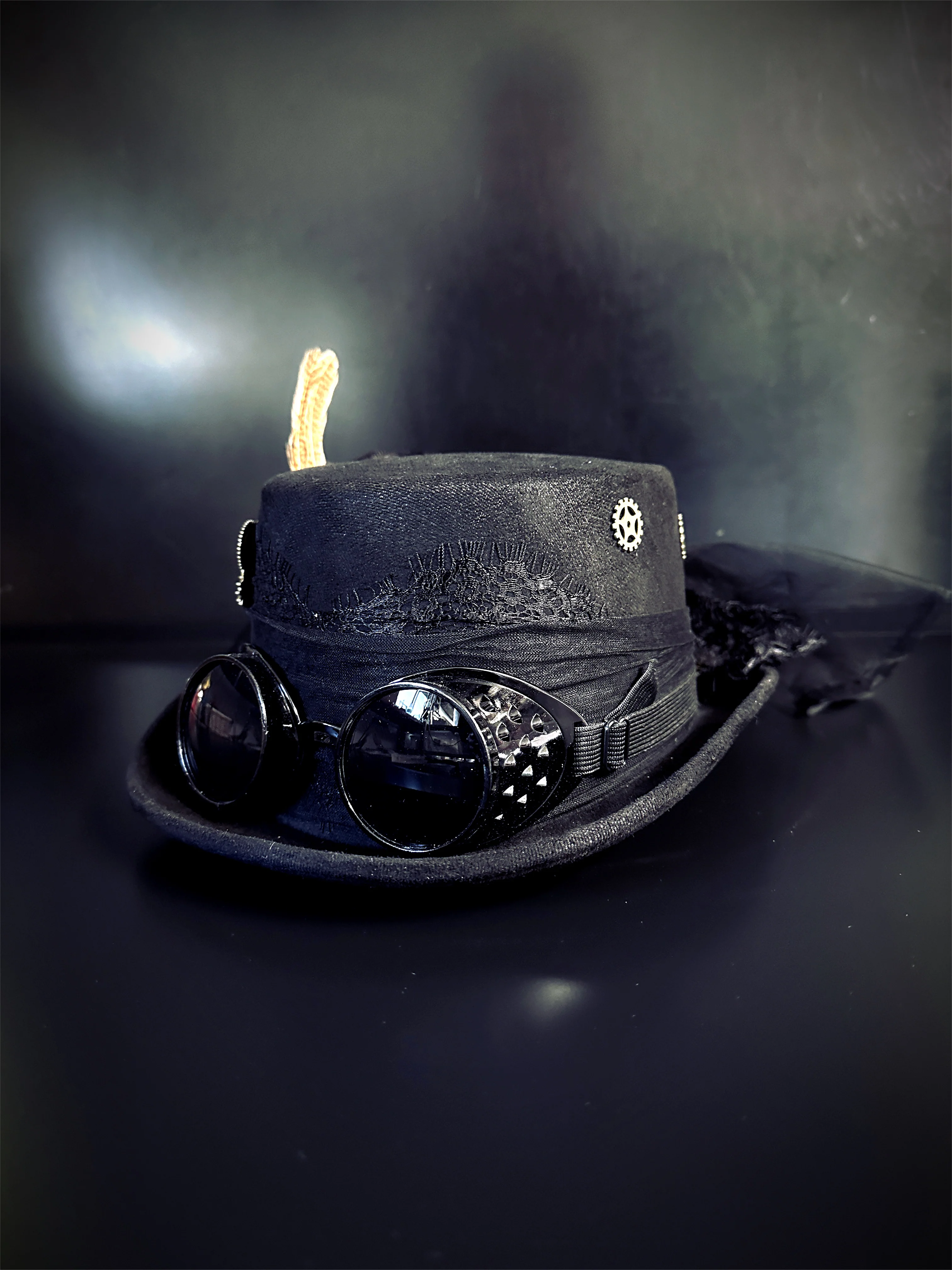 Steampunk Veil Hat - Black - Image 4