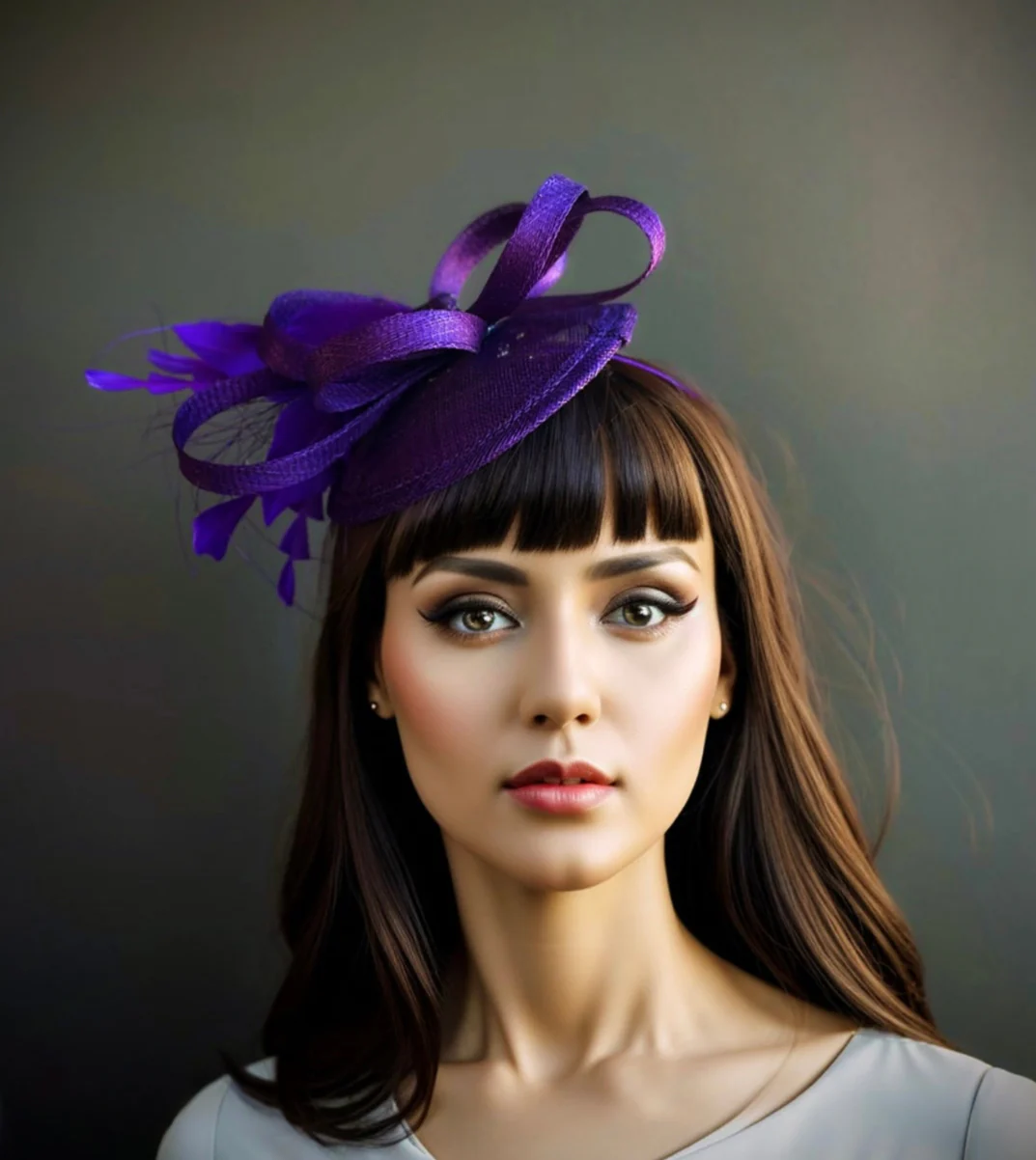 Tea Party Fascinator Hat - Purple - Image 2