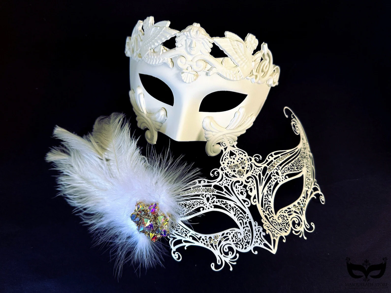 White Pair – Feather & Crystal Filigree - Image 2